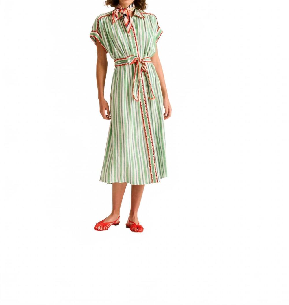 NEW CAROLINA K valerie kaftan midi dress in green stripe